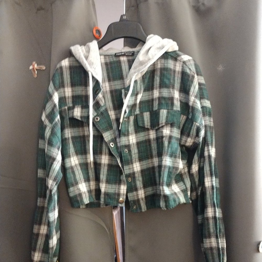 Girls SHEIN Cropped Plaid Jacket Size L (8/10)